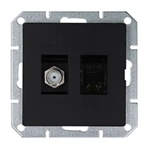 Zásuvka typu F + Zásuvka RJ45 MEDIUM black 33505
