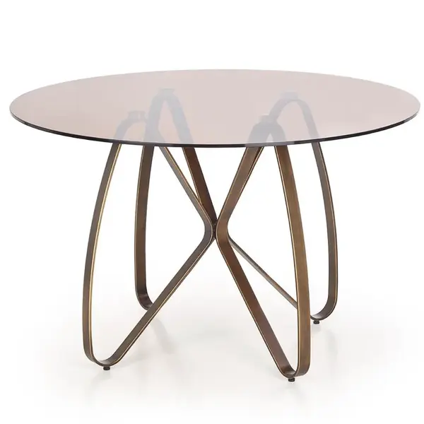 Stůl Lungo 120 Sklo/Ocel – Hnědý/Zlatý