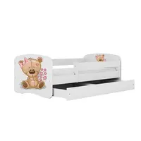 Detská posteľ Babydreams+Sz+M Biela 70x140 Medveď s kvetmi