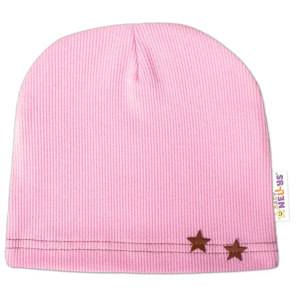 Baby Nellys Žebrovaná čepice Hvězdičky - růžová vel.  92/98