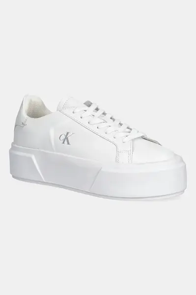 Kožené tenisky Calvin Klein FLATFORM LACE UP LTH MG