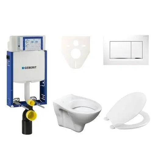 Cenovo zvýhodnený závesný WC set Geberit na zamurovanie + WC Ceramia S-Line Pro 110.302.00.5NR5