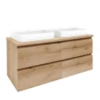 Kúpeľňová skrinka s umývadlom a krycou doskou SAT B-Way 119x50x45 cm dub medový mat BWAY2120OAKDESKU