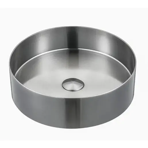 Umývadlo na dosku vo farbe nerezu SAT Aurum 38x38 cm bez prepadu SATAUR3838BS