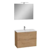 Vitra Mia kúpeľňová zostava s umývadlom, zrkadlom a osvetlením 79x61x39,5 cm dub MIASET80D