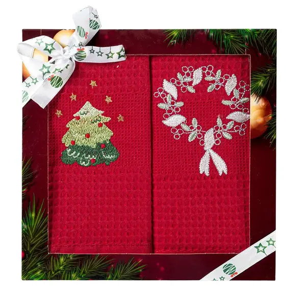 Kuchyňský ručník sada 2 ks 50x70 cm červený