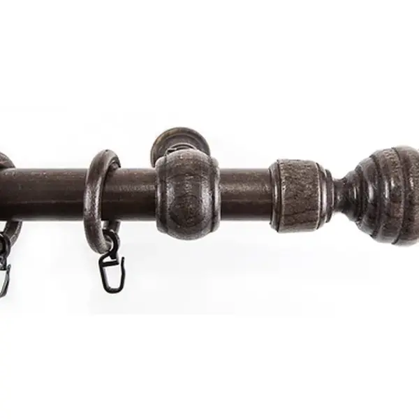 Záclonová tyč s háčky Granát 240 cm, tmavé dřevo