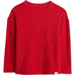 GAP V-LS COZY WAFFLE CREW Detské tričko, červená, veľkosť 3Y