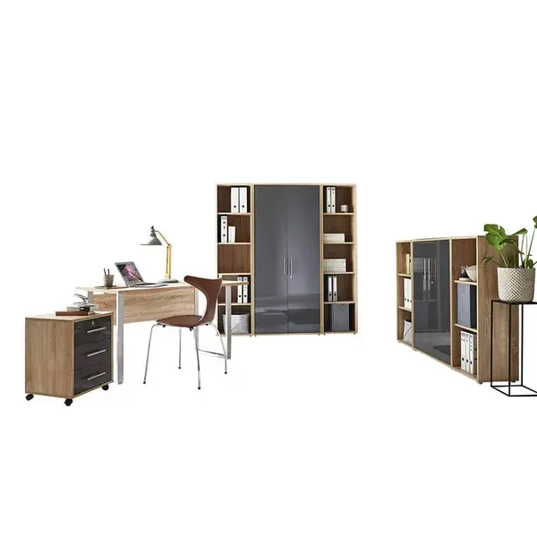 MID.YOU KANCELÁŘ, Sonoma dub, vysoce lesklá antracitová