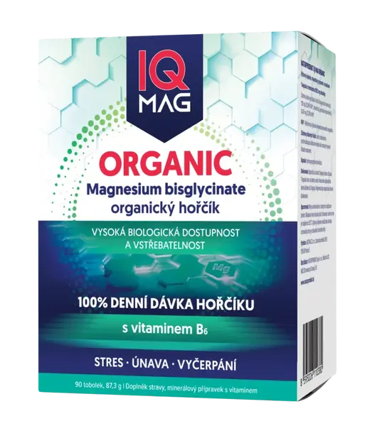 IQ Mag ORGANIC Magnesium 375 mg + vitamín B6 90 tobolek