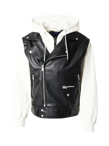 KARL LAGERFELD JEANS Prechodná bunda  čierna / prírodná biela