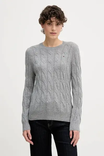 Vlněný svetr Tommy Hilfiger dámský, vínová barva, WW0WW43586