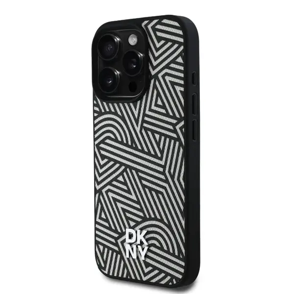 Zadní kryt DKNY PU Leather Crosswalk Pattern Magsafe pro Apple iPhone 16 Pro Max, ivory