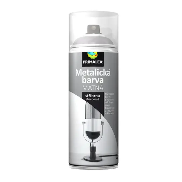 Sprej Primalex Metalická barva matná stříbrná 400ml