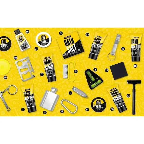 ACCENTRA Adventní kalendář Bath and Body Toolkin v krabici na nářadí