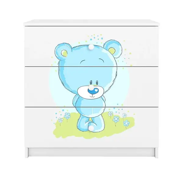 Dětská komoda Babydreams bílá - Modrý medvídek