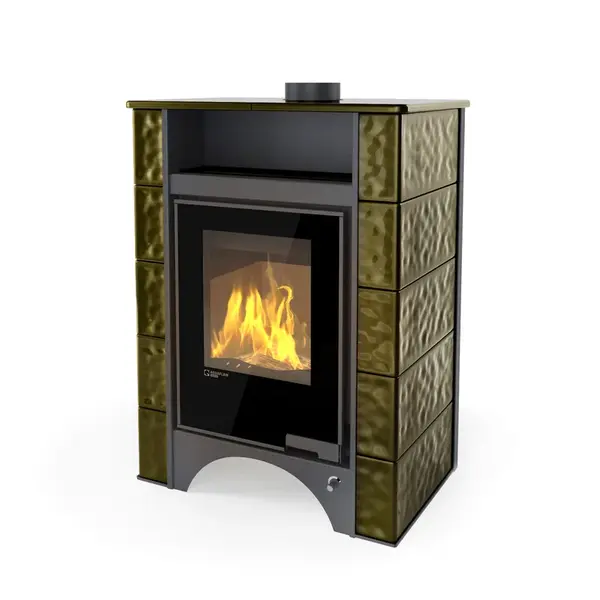 Krbové kachle AQUAFLAM VARIO PERU 11kW, zelené kachličky (teplovzdušná verzia) FLHSF34-119