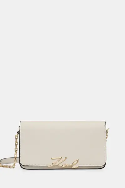 Kožená kabelka Karl Lagerfeld K/SIGNATURE bílá barva, B1W32037