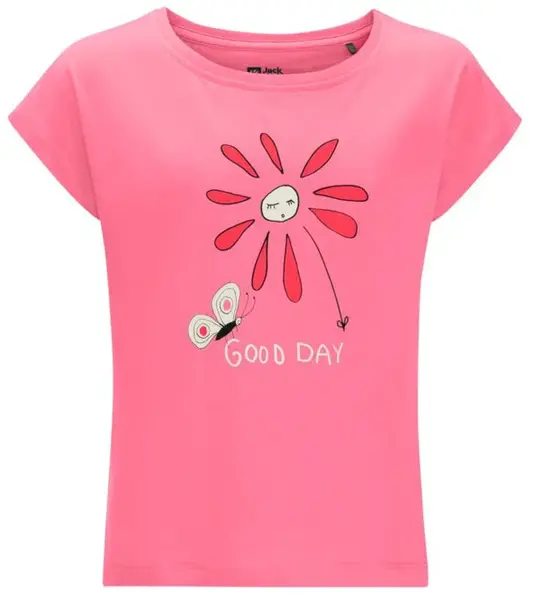 Jack Wolfskin Good Day T G 176, pink lemonade Dětské bavlněné triko