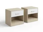 Noční stolky NOVERA sada 2 ks 39x28 cm, béžové/bílé