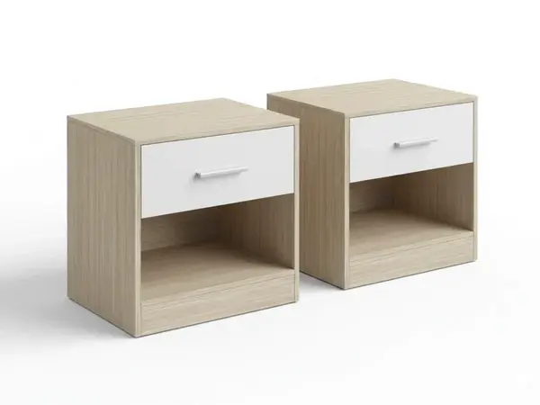 Noční stolky NOVERA sada 2 ks 39x28 cm, béžové/bílé