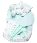 Medi Partners Cocoon in a 5-piece set (cocoon / insert / butterfly pillow / flat pillow / quilt 75x55) – Ocean + minty minky