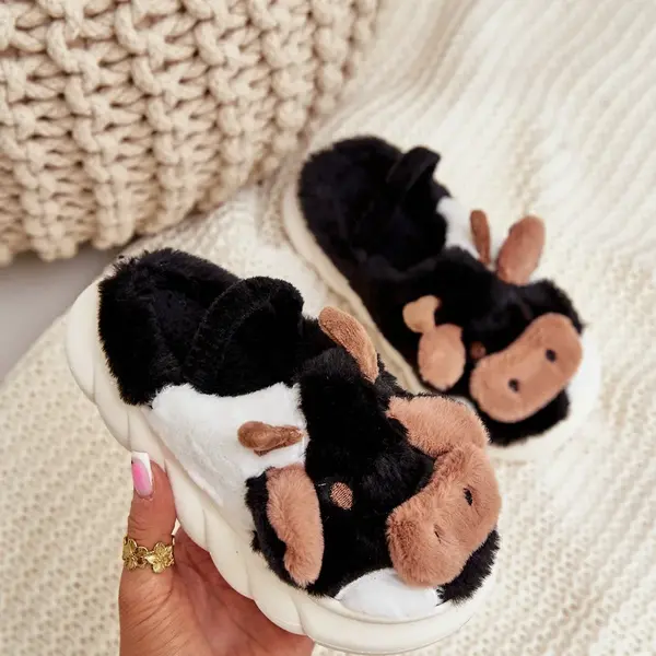 FK1 Dětské teplé pantofle s kožešinou Růžove Rubee