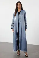 Trendyol Indigo Embroidered Shiny Long Woven Cap & Abaya & Abaya