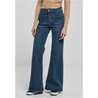 Dámské Vintage Flared Denim Pants tmavě modré seprané