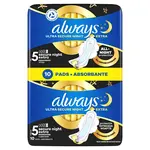 Always Noční hygienické vložky Ultra Secure Night Extra Protection S5 10 ks