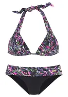 LASCANA Bikinový top  zelená / fialová / svetloružová / čierna