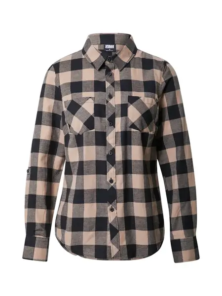 Urban Classics Blúzka  tmavobéžová / tmavosivá / čierna