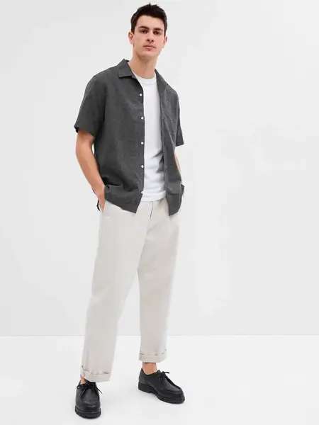 GAP Lněná košile s rozhalenkou - Pánské