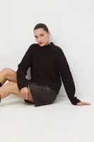 Svetr Medicine dámský, hnědá barva, s pologolfem