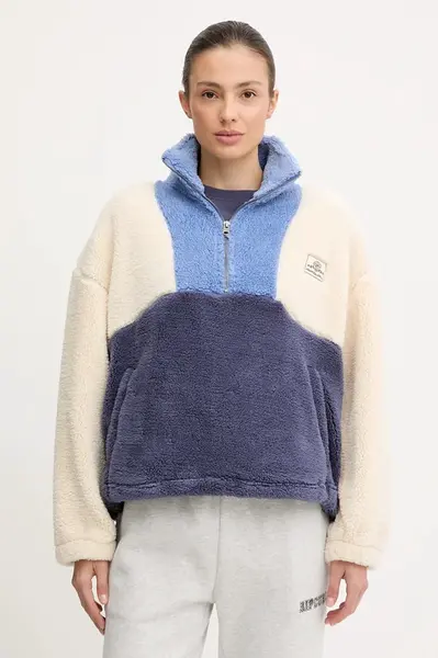 Fleecová mikina Rip Curl BLOCK PARTY dámská, modrá barva, vzorovaná, 0A6WFL