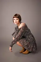 DEFACTO V-neck Patterned Chiffon Mini Long Sleeve Dress