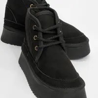 LuviShoes Ovela Women's Black Thick Sole Laced Sports Boots