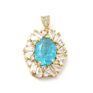 Brass Micro Pave Clear Cubic Zirconia Pendants