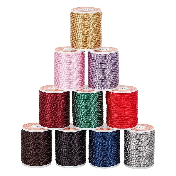 10 Rolls 10 Colors Polyester Braided Cords