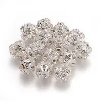 Brass Clear Rhinestone Beads