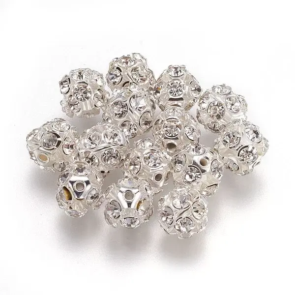 Brass Clear Rhinestone Beads