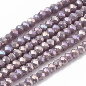 Electroplate Opaque Solid Color Glass Beads Strands