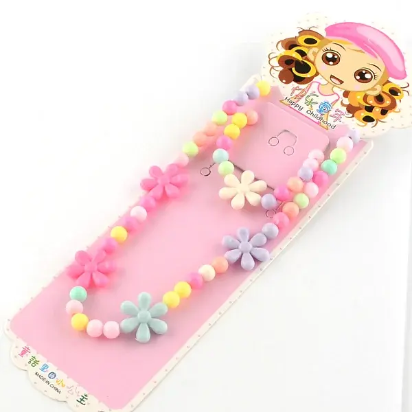 Flower Acrylic Pendant Necklaces and Stretch Bracelets Jewelry Sets