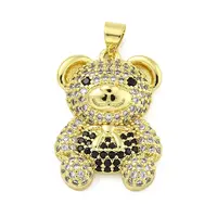 Brass Micro Pave Clear Cubic Zirconia Pendants