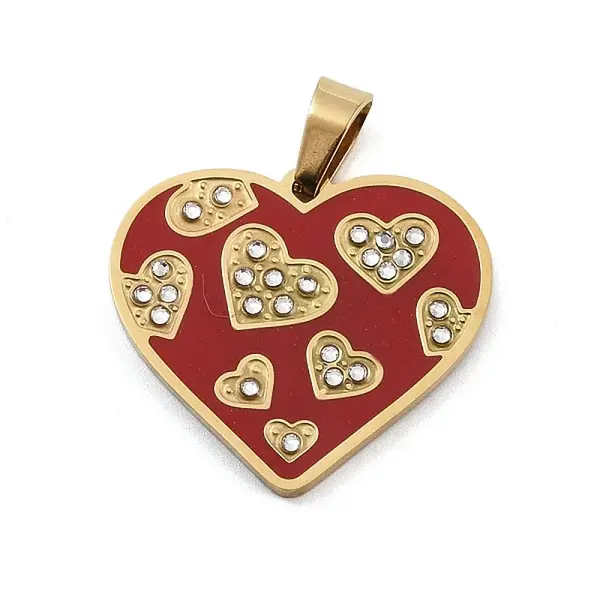 Ion Plating(IP) 304 Stainless Steel Enamel Rhinestone Pendants