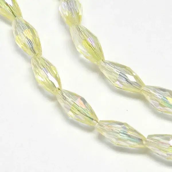 Electroplate Crystal Glass Rice Beads Strands