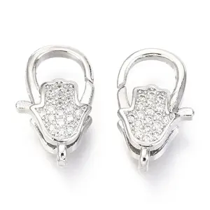 Brass Micro Pave Cubic Zirconia Lobster Claw Clasps