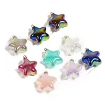 10Pcs UV Plated Iridescent Opaque Resin Pendants
