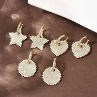 Brass Micro Pave Clear Cubic Zirconia Hoop Earrings