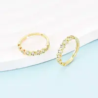 Brass Micro Pave Cubic Zirconia Cuff Rings for Women